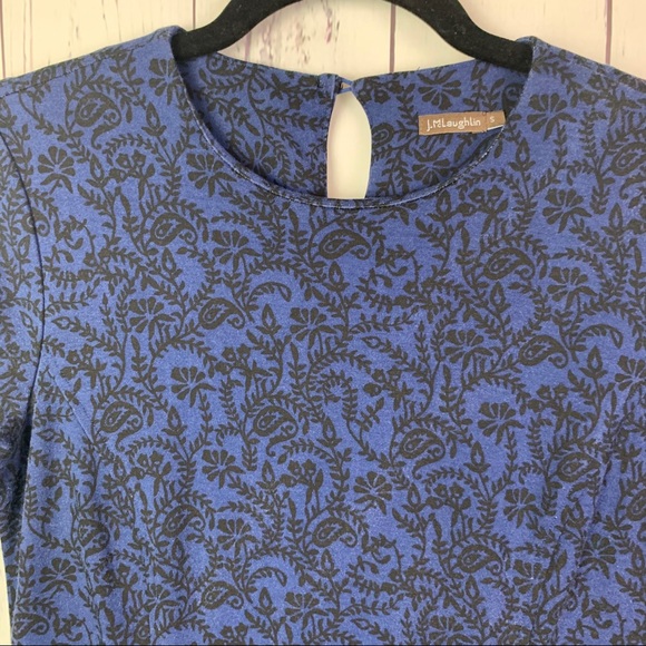 J. McLaughlin blue black floral dress w/ pockets - Picture 2 of 9